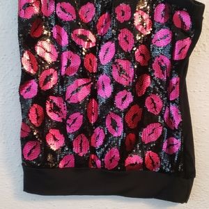 Dots Strapless top sequin kisses black pink 2x